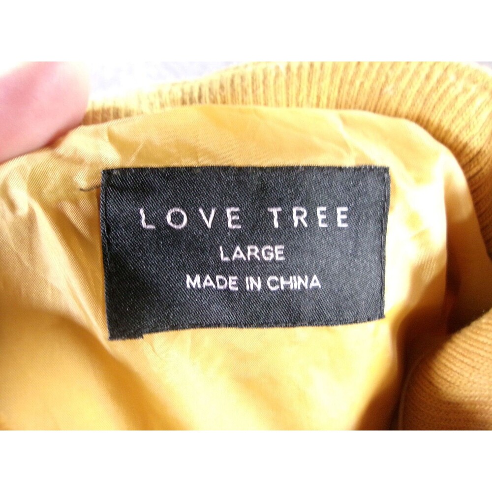 Love Tree Jacket Womens L Quilted Zip Front Stand Collar Mustard Padded Casual - Picture 6 of 9